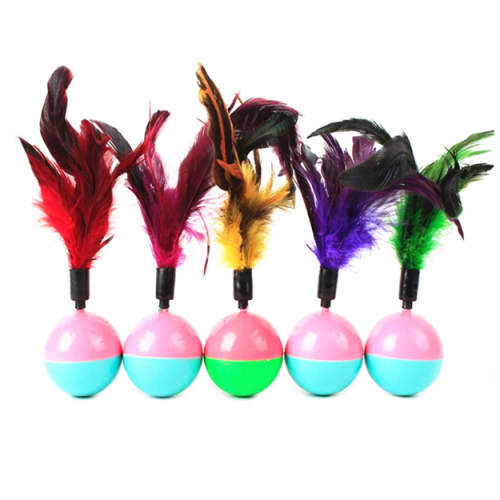 feather interactive tumbler educational plastic ball cat toy